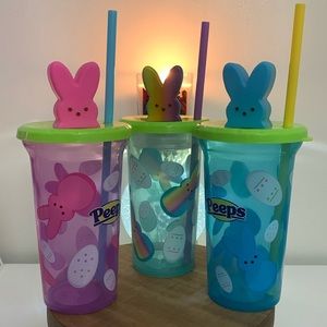 Easter Peeps Plastic Tumblers Set Of 3. Brand New.